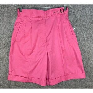 Vintage Izod Club Women's Pink Pleated High Waist Belted Shorts Size 10
